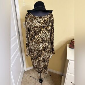 NWT Lu La Roe Debbie cheetah print knit dress size 2xL